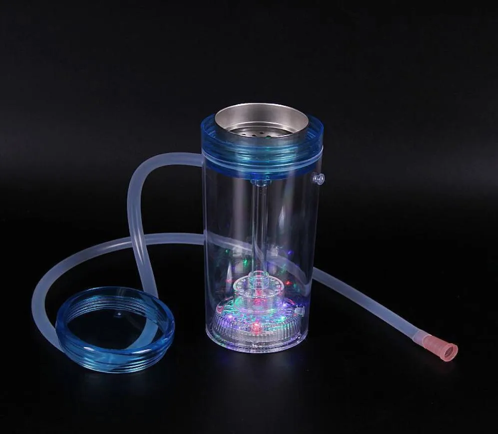 Whole Light up Travel Portable Plastic Hookah LED Hookah Shisha Cup Set for Car Smoking portable hookah bottle 442 S27674124