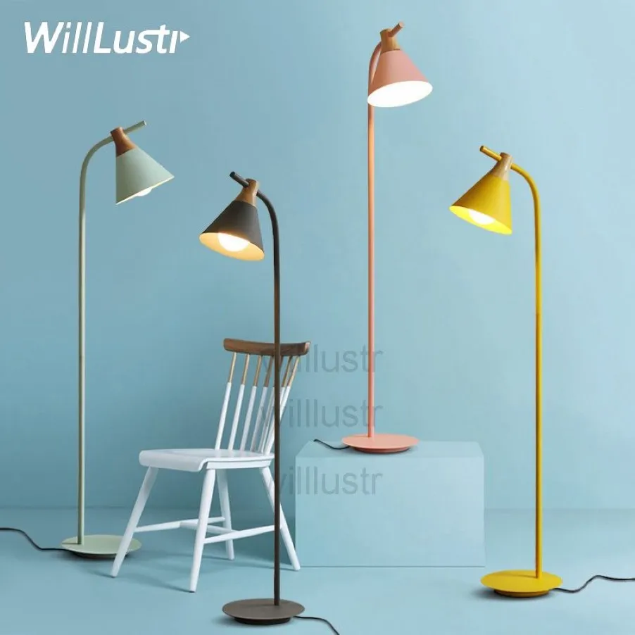 Willlustr moderne Design-Holz-Stehlampe, nordische Beleuchtung, Macaron-Farbe, Lampen, Wohnzimmer, Schlafzimmer, Arbeitszimmer, Flur, Sofaseite, F3126