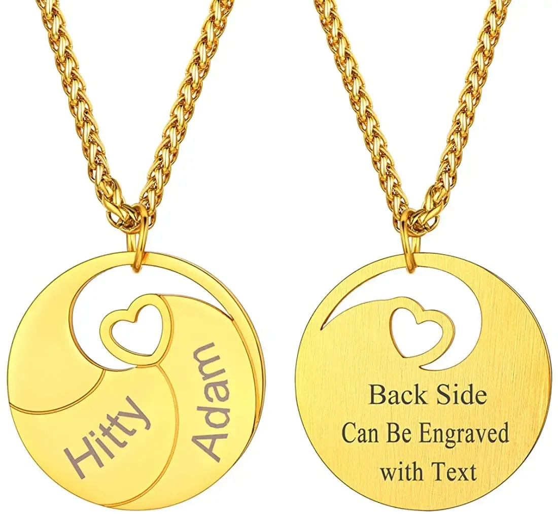 Pendants U7 Personalized Mothers Necklace 26 Child Name Stainless Steel Medal Pendant Family Names Necklace for Women