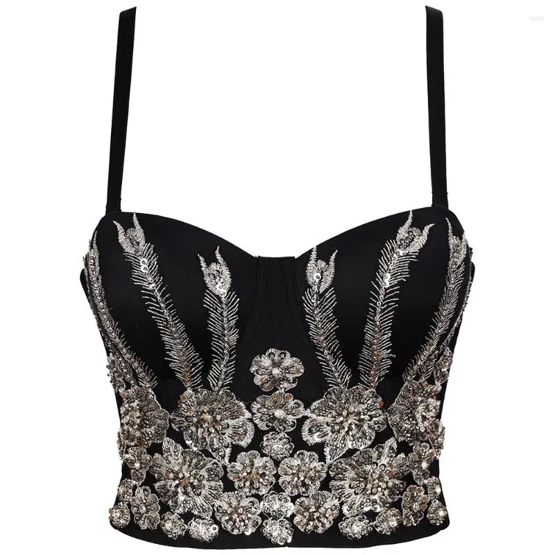 Tanks de femmes Arrivée Femmes Sexy Designer Glitter Paillettes Sparkly Camisole Tops Dames Été 2024 Court Night Club Party Camis Crop