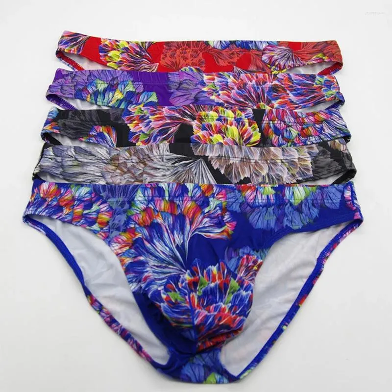 Onderbroeken Sexy Heren Bloemenprint Slips Thongs Ondergoed Pouch Bikini Nachtkleding Mannelijke Elasticiteit Slips Slipje Ondergoed Lingerie