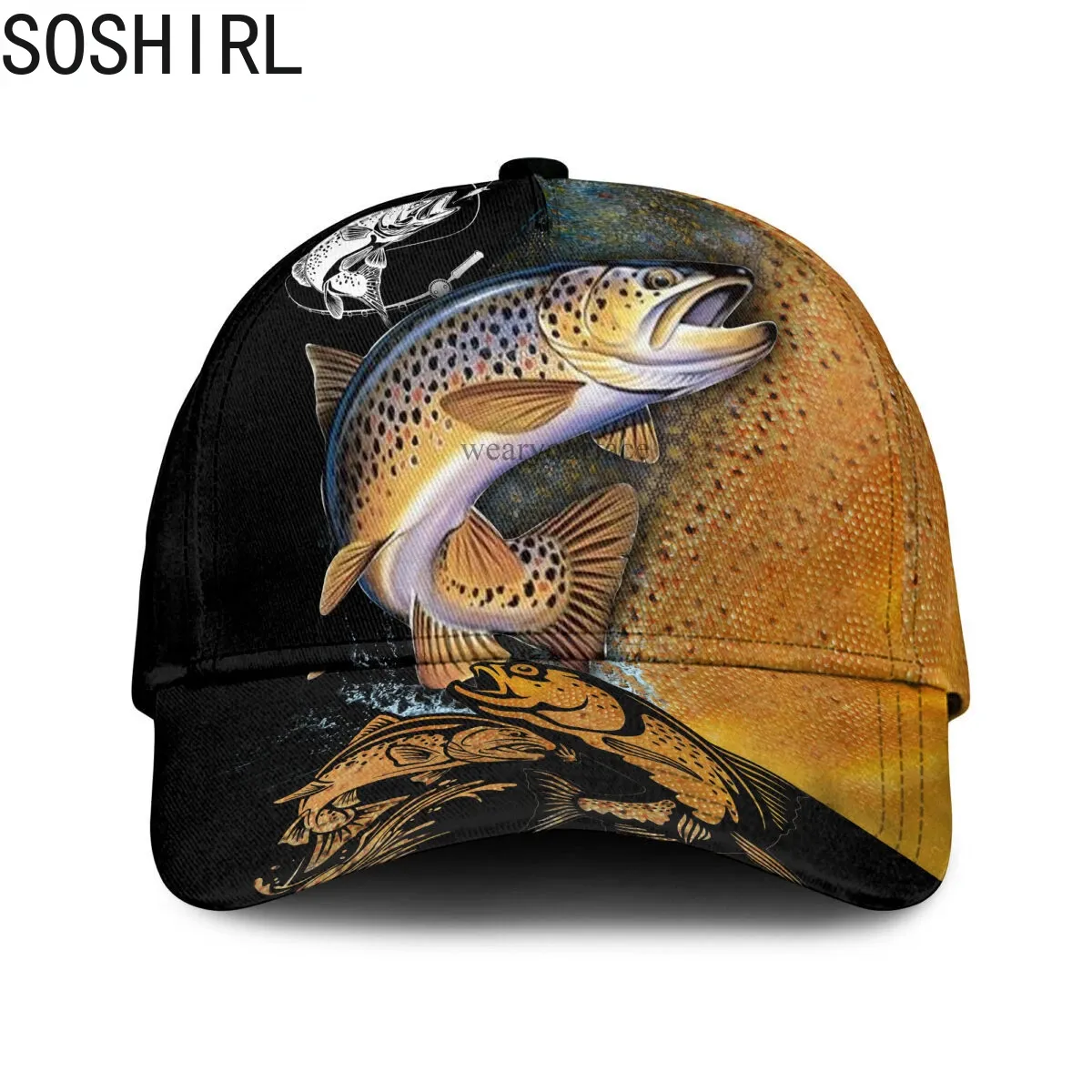 Set Walleye Pesca Caccia al cervo Berretto da baseball 3d stampato Cappello di Snapback Uomo Donna Adulto Hip Hop Copricapo Outdoor Casual Visiera parasole