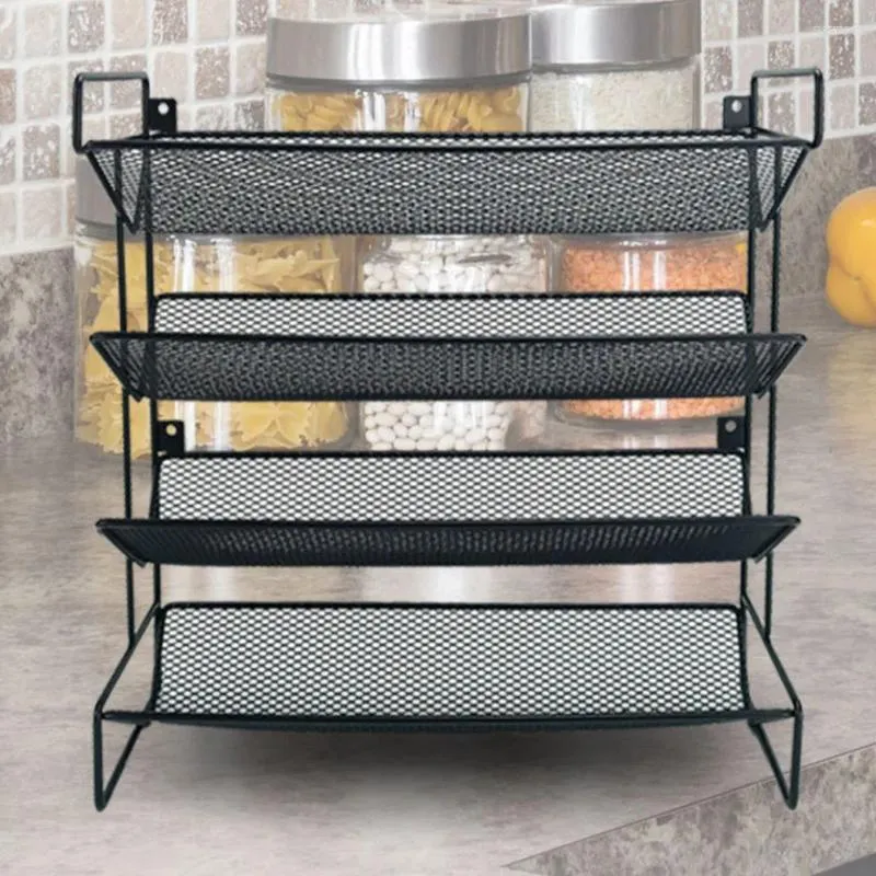 Kök förvaring 4 Tier Spice Jar Organizer Space-Saving Metal Sässmaksbänk för skåp