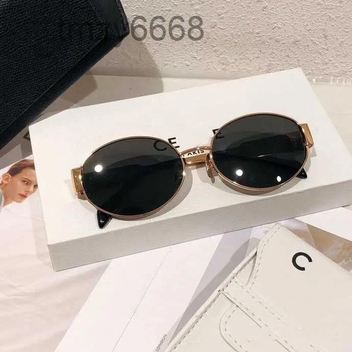 Womens Triomphe Oval Frame Sunglasses 4235 Women Metal Mirror Legs Green Lens Retro Small Round Sexy Little with Original Box VSAH