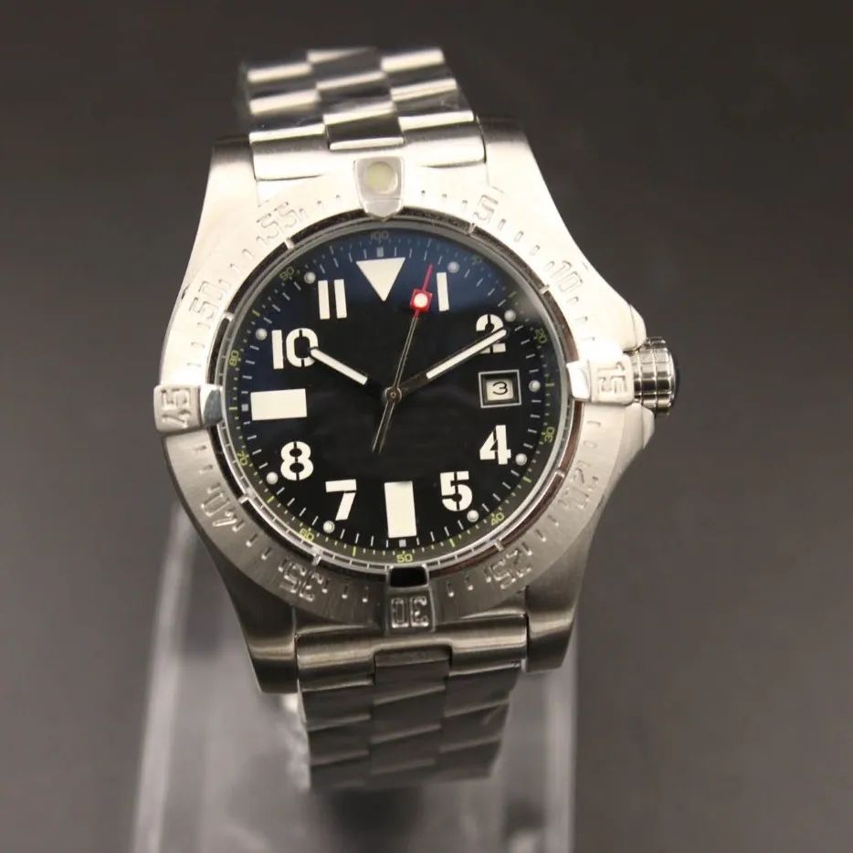 Usine Top automatique hommes qualité montres Super Ocean cadran noir L316 bracelet en acier inoxydable mécanique 44mm montre-bracelet shiping277z