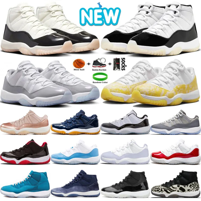 2024 Designer 11 Scarpe da basket Uomo Donna 11s Gratitudine Napoletana Cemento Grigio Rosa Giallo Pelle di serpente Università Blu Ciliegia Delfini Mens Trainer Sport Sneakers