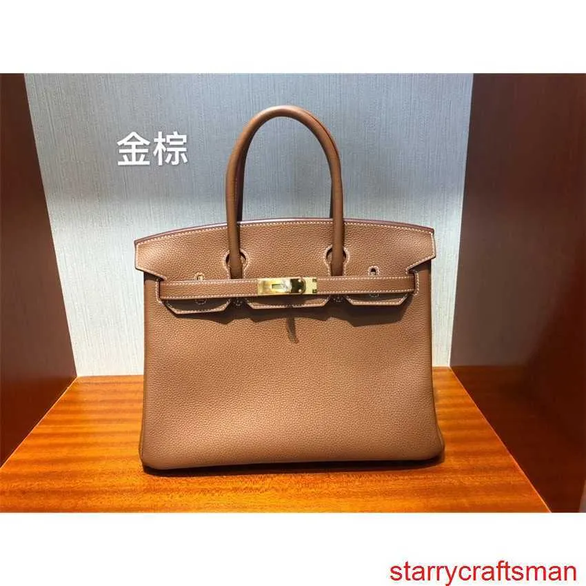 Genuine Leather Bags Trusted Luxury Handbag High Quality Genuine Leather Platinum Bag with Lychee Pattern Togo Leather Bag for Womens Leather Buckle F with LOGO HBGV