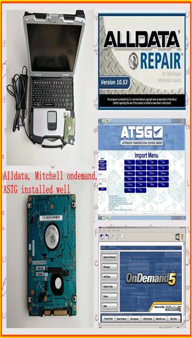 Alldata 1053 Mitchell On Demand 2015 ATSG 3IN1TB HDDインストールされたよく使用されているラップトップCF30 4G自動修復診断プログラム4681551