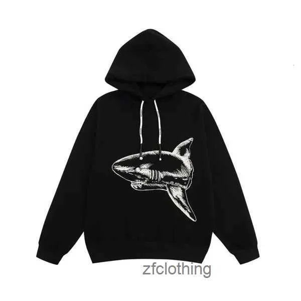 Designer Fashion Clothing Luxury Mens Sweatshirts Palms Angels Angel Broken Tail Shark Print Drawstring Hoodie Brand and Womens F6W5