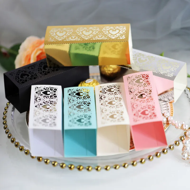 Wedding Laser Hollowed Out Candy Box Golden Love Chocolate Boxes Wedding Valentine's Day Paper Box LX6353