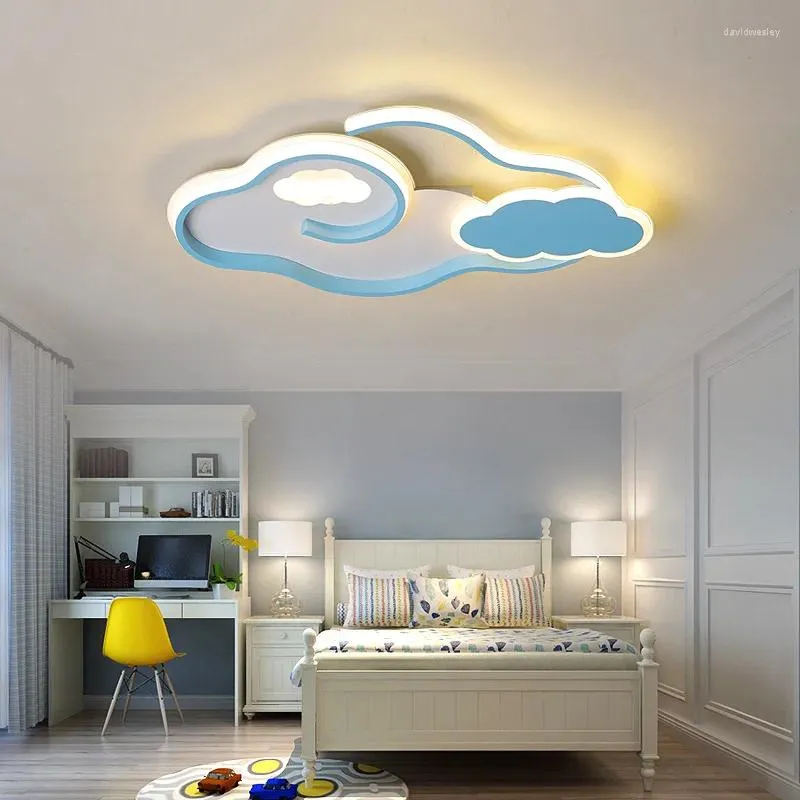 天井のライトクラウドモダンなLED光沢子供ルームキッズベッドピンク/青色のミニマリズムランプホーム照明