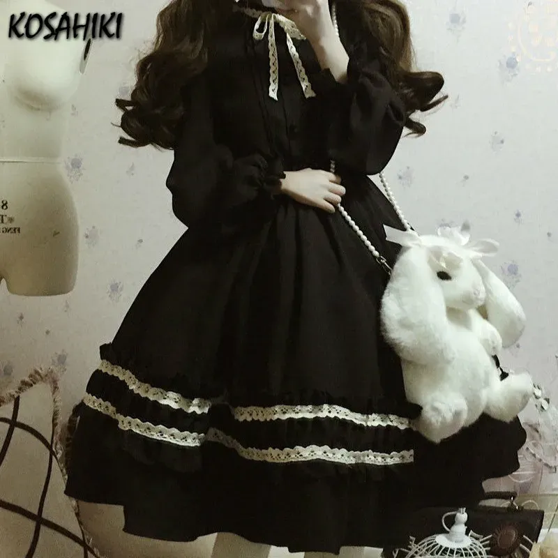 Vestidos kosahiki 2023 haruku japonês kawaii doce lolita vestidos vintage retro festa femme robe bowknot bonito vestido cosplay 11a087