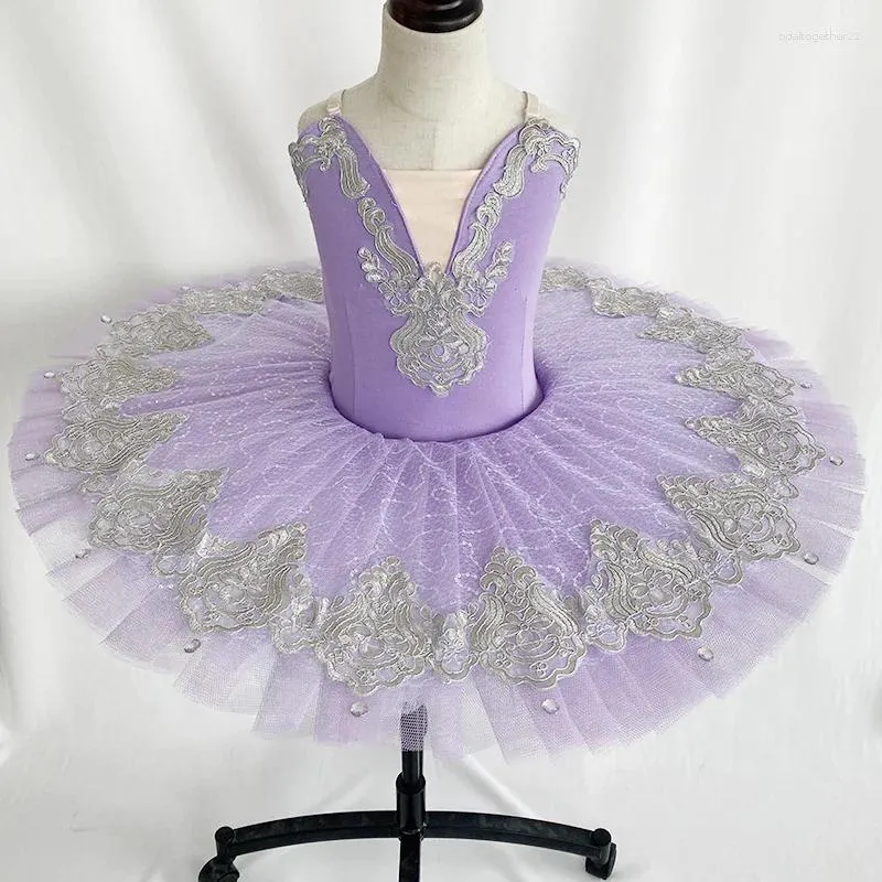 Stage Wear 2024 Blue Bird Purplel Professionnel Ballet Danse Tutu Volants Bords Robe Classique Pour Filles Femmes Performance