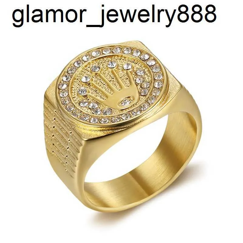 Модные ювелирные изделия, водонепроницаемые кольца с PVD-покрытием из 18-каратного золота Anillos para hombre, мужские золотые кольца в стиле хип-хоп с короной из нержавеющей стали