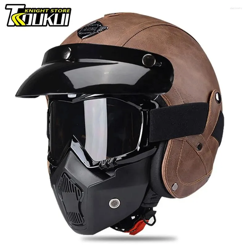 Мотоциклетные шлемы Ретро шлем, одобренный DOT, немецкий винтажный Casco Moto, скутер с открытым лицом, снаряжение для мотоциклиста