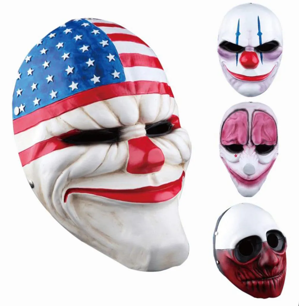Masques de clown pour fête de mascarade Masque de clowns effrayant Payday 2 Haoween Horrible Masque 4 Styles Haoween Party Masks8443714