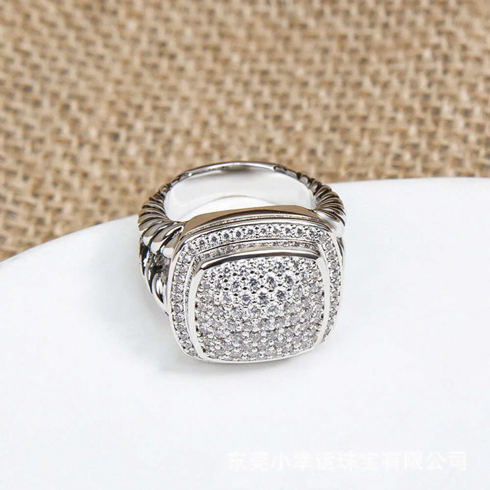 Designer David Yumans Yurma Yurma Jewelry Square 17mm Zircon Imitation Diamond Style Fashion Twisted Thread Ring Smycken