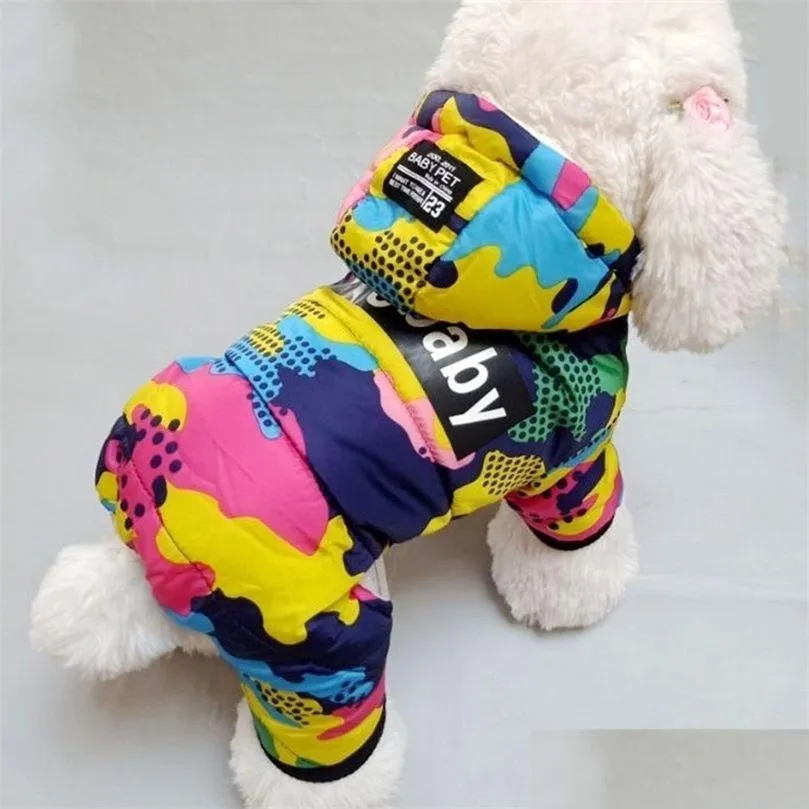 Vêtements de chien Hiver Pet Chiot Vêtements Mode Camo Imprimé Petit Manteau Chaud Veste En Coton Tenues Costume De Ski Pour Chiens Chats Costume Drop D Dh3Rb