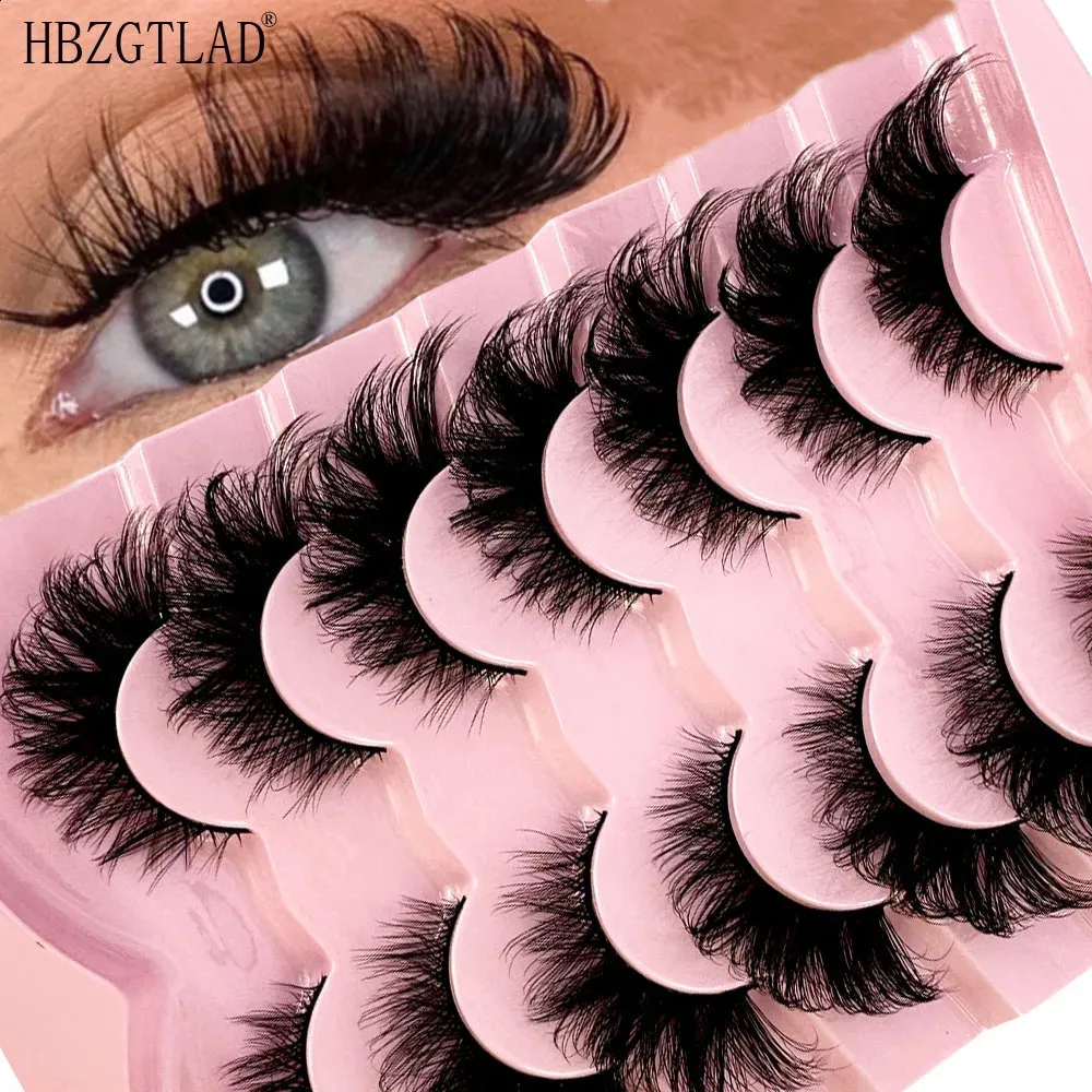 New 7 pairs of cat eyes 8D mink fur eyelashes curled wings naturally messy ends raised thick false eyelashes soft false eyelashes 240220