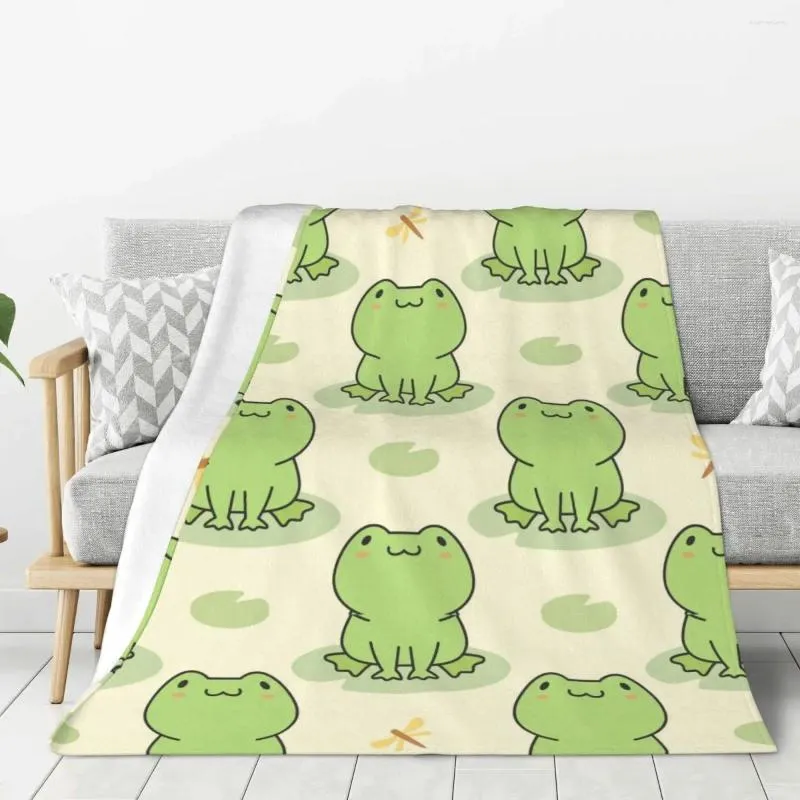 Koce Śliczna żaba koc zwierzęcy ciepły lekki miękki pluszowy rzut na sypialnię kanapa kemping