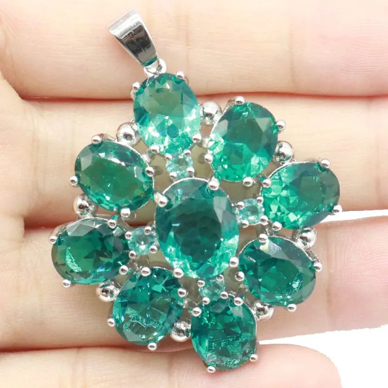 Pendants 45x35mm Gorgeous Big Gemstone London Blue Topaz Rich Blue Aquamarine Women Daily Wear Silver Pendant