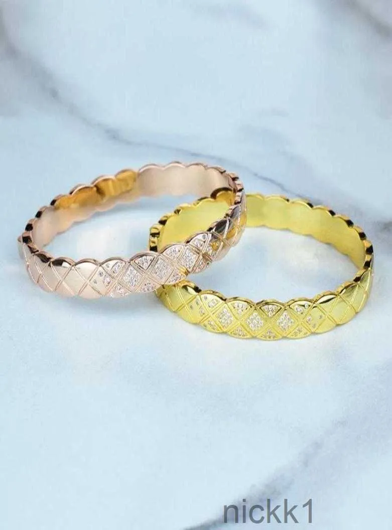 Marka Bangle Marka Złota Luksusowa biżuteria dla kobiet mężczyzn Crush Bransoletka Wedding Bankiet Diamond zaręczyny Geometria 2194016 7far