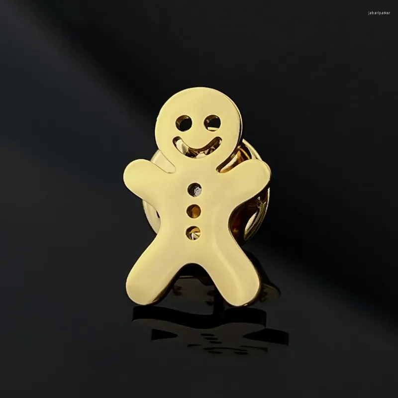Broches Yule Gingerbread Man Emblema Pinos de Aço Inoxidável Terno Suéter Broche Acessórios Bonito Presente de Natal para Casal Família Amigos