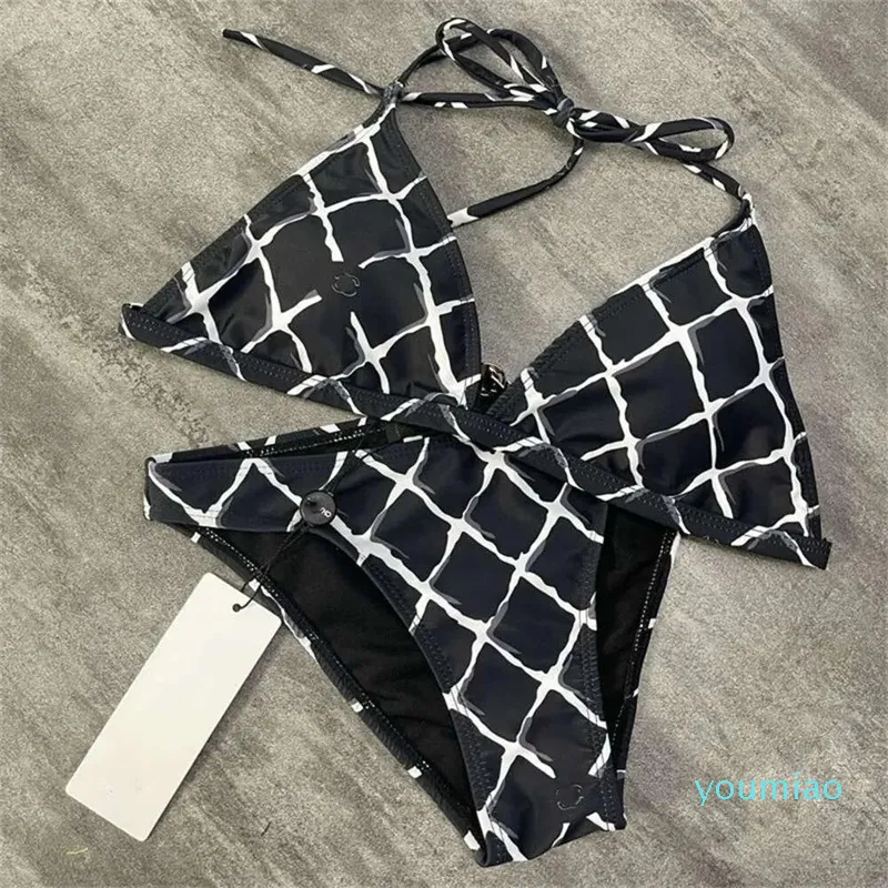 Sexig bikini designer badkläder kvinnor modeparty strand halter hals delad baddräkt