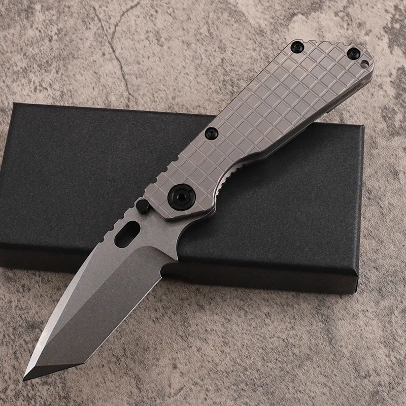 Special Offer High End ST SNG Folding Knife D2 Stone Wash Tanto Point Blade CNC TC4 Titanium Alloy Handle Ball Bearing Washer EDC Pocket Knives