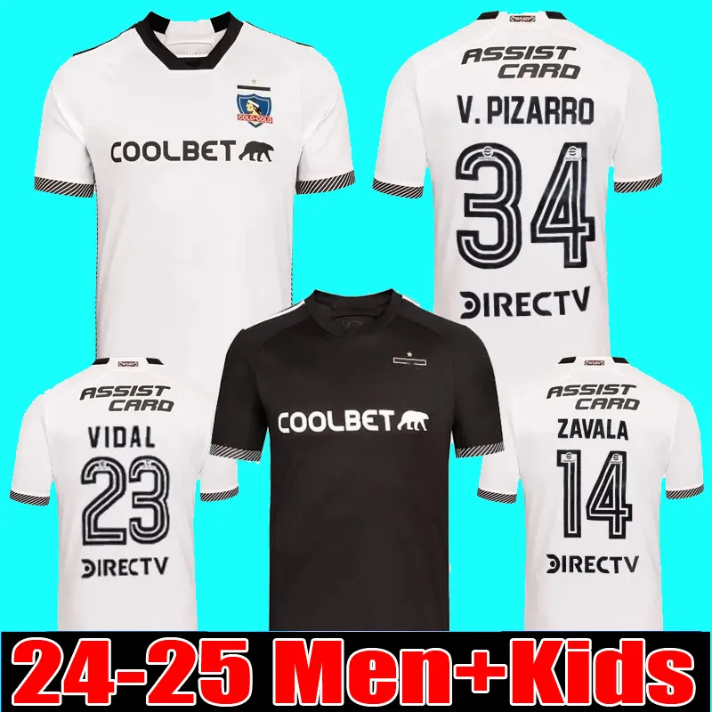 2024 2025 Colo Colo Soccer Jerseys 24 25 Palacios Accueil Blanc Extérieur noir V.PIZARRO VIDAL Chemises de football Hommes Enfants