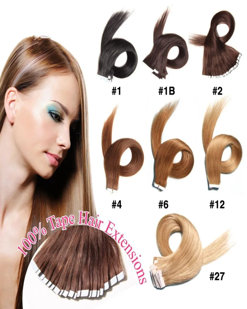 PU -tejp i mänskligt hårförlängning 40pcslot Skin weft Indian Hair Tape on Human Hair 25GPC3803906