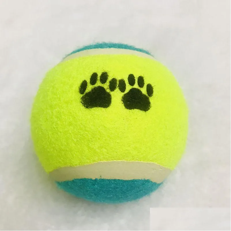犬のおもちゃを噛む犬のおもちゃテニスボールランフェッチスロープレイペット用品犬のためのチュートイフットプリント面白いボールドロップデリバリーガーdhtvg
