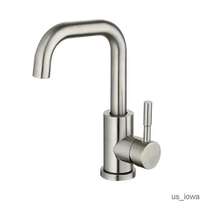 Bathroom Sink Faucets Hot Cold Water Faucet Bathroom Kitchen Basin Single Handle 304 Stainless Steel Sink Faucets 2 Holes