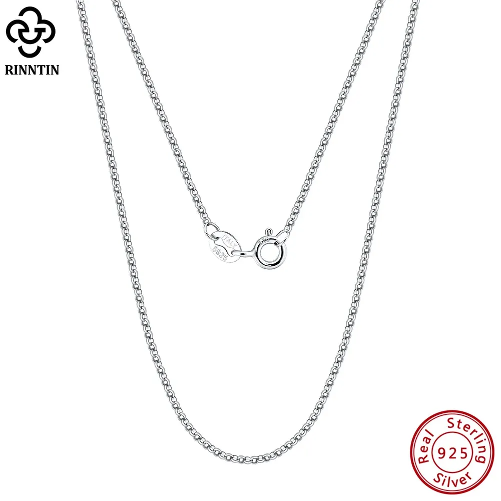 Colliers Rinntin 925 argent Sterling italien 1.3mm fait à la main cercle Rolo lien chaîne collier pour les femmes mode argent chaîne bijoux SC61