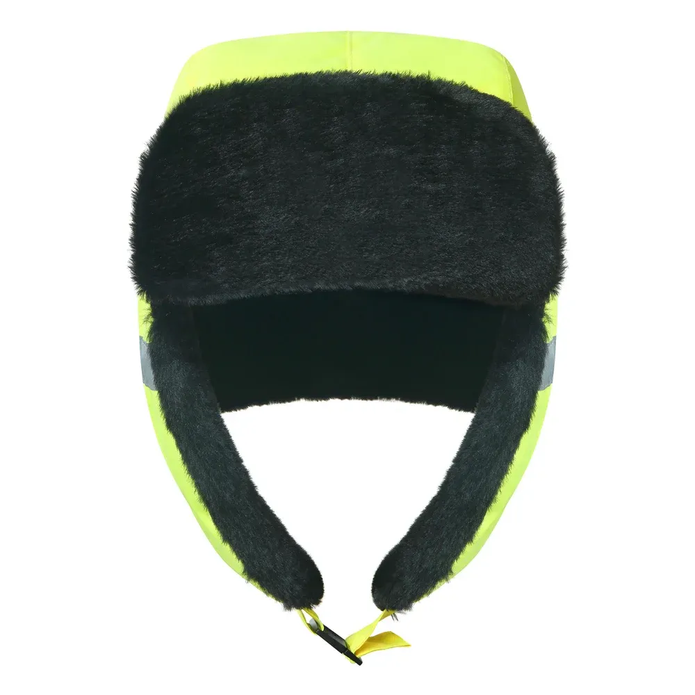 Cloches Aykrm Alta Visibilidade Viz Hat Trapper Bomber Faux Rabbit Fur Earflap Neve Inverno Caps Aviador Trooper Ski Mens Mulheres Unissex