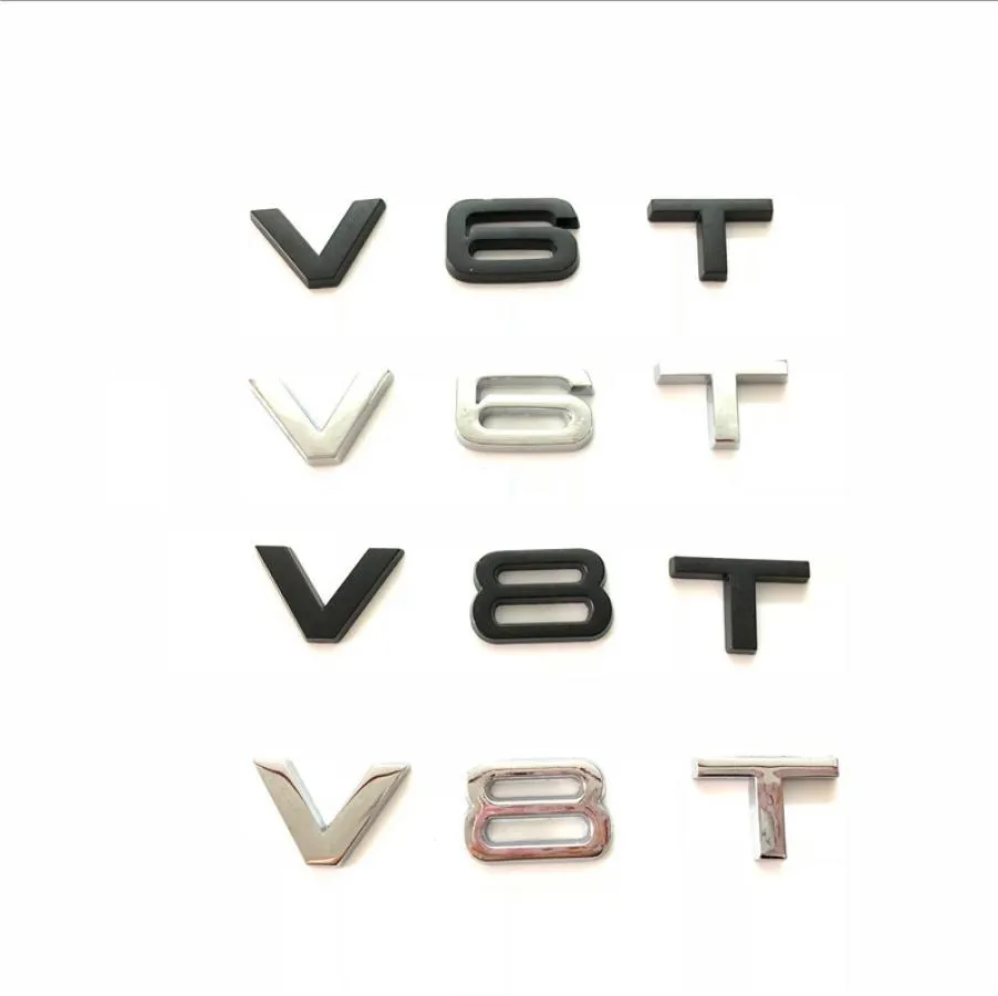 3D Metal V6T V8T Emblem Styling Styling Fender Sticker dla A4 B6 B8 B7 B5 A6 C5 C6 C7 A3 A5 A1 A1 A8 Q5 Q7 Q3 Auto Car Akcesoria 8363454