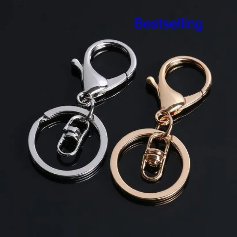 50pcs Lot 30mm multi colors Key Chains Key Rings accessories Round gold silver color Lobster Clasp Keychain188f