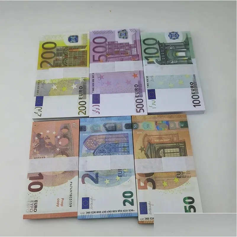 Andere feestelijke feestartikelen Filmgeld Bankbiljet 5 10 20 50 Dollar Euro Realistisch Speelgoed Bar Rekwisieten Kopieervaluta Faux-Billets 100Pc Dhojp