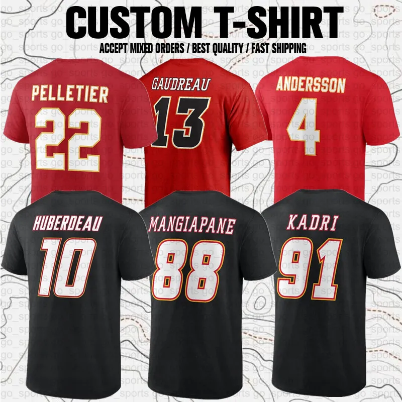 Personalizado Johnny Gaudreau Nazem Kadri Lanny McDonald Jonathan Huberdeau Andrew Mangiapane EUA Hockey Club Fãs Camiseta de marca