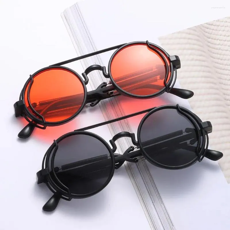 Sonnenbrille Mode Punk Doppel Frühling Tempel Steampunk Runde Herren Brillen Sonnenbrille