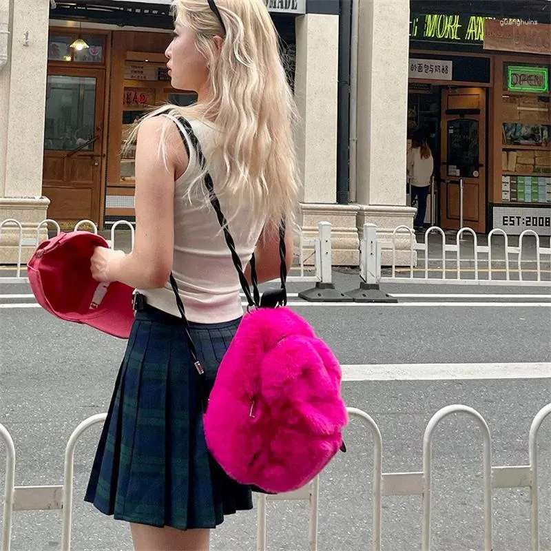 Школьные сумки, корейская версия, высококачественный женский плюшевый рюкзак с искусственным мехом, пушистый студенческий рюкзак премиум-класса, мягкая роскошь
