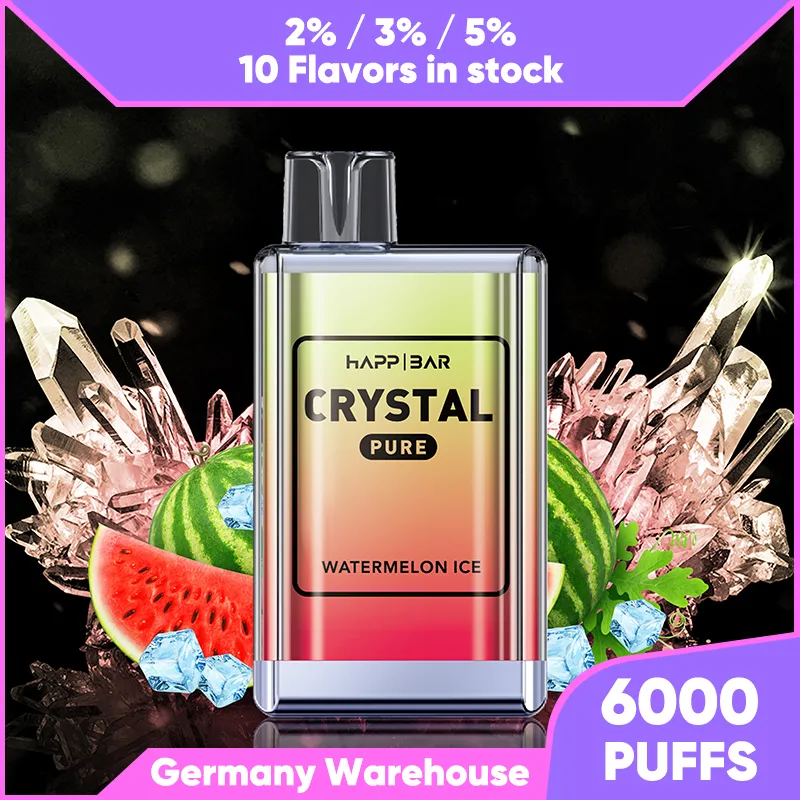 Crystal 6000 vape E Zigaretten puff eu warehouse happ bar 10 sabores opcionais 6k puffs vape