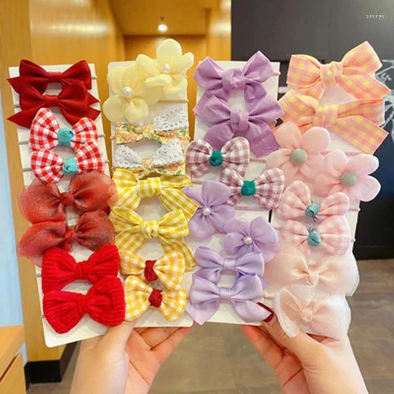 Saç Aksesuarları 10 PCS SET SATILIK DOĞRU BASKI BASKI BASKI Çiçek Yay Bezi Kız Çocuklar İçin Yüksek Elastik Bant Prenses Sevimli Kawaii Kauçuk Ties