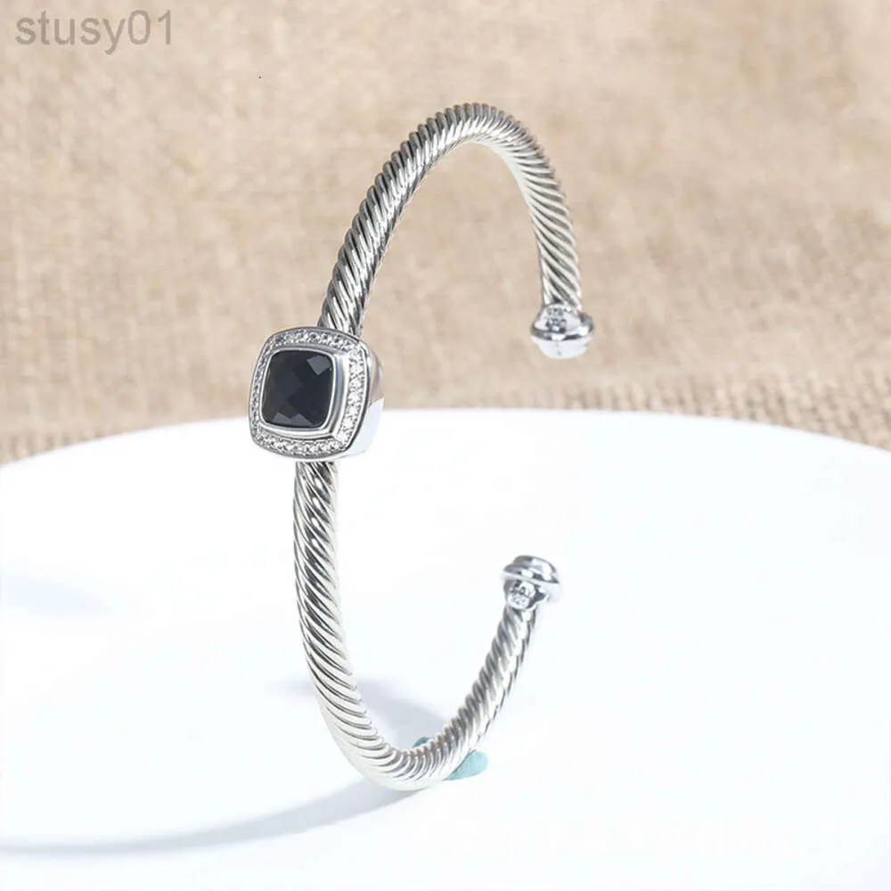 Designer David Yuman Yurma Jewelry Square 4mm Cable Armband Populära öppna vridna trådtillbehör