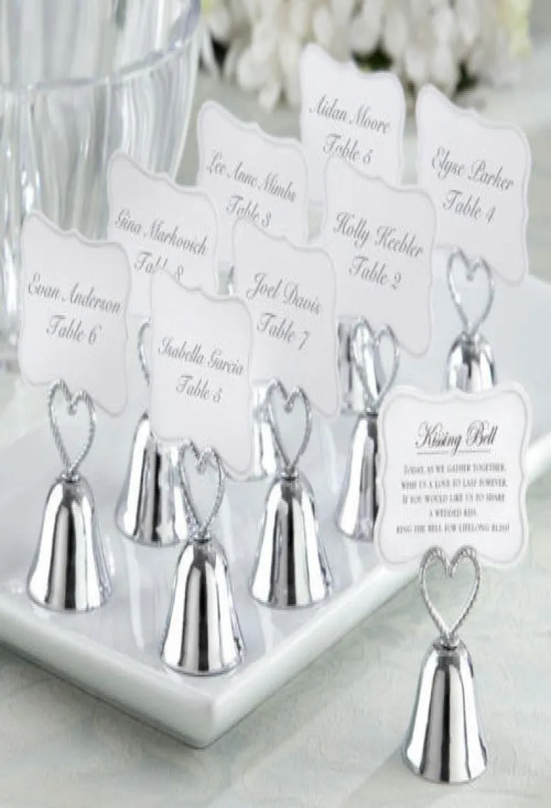 Düğün Bell Favors Öpüşme Bell Düğün Bell Favors Silver Place Card Tutucular PO Tutucular Düğün Favors9846767