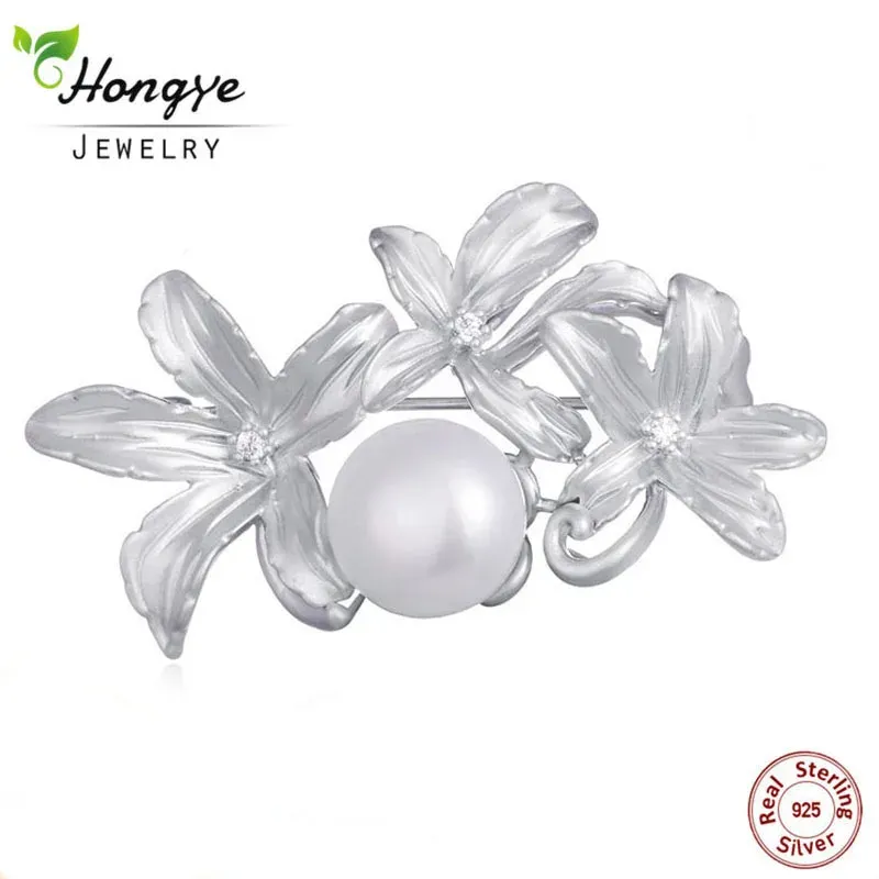 Ювелирные изделия Hongye Great Crystal, натуральный пресноводный жемчуг, серебряная брошь цвета, брошь для банкета, свадьбы, женские булавки, пальто, ювелирные изделия в винтажном стиле в стиле арт-деко