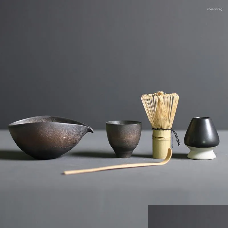 Teaware Sets Indoor Ceramic Bowl Giftset Traditional Tools Bamboo Set Handmade Tea-Making Tea Scoop Matcha 4/5Pcs/Set Birthday Drop D Dhx0V