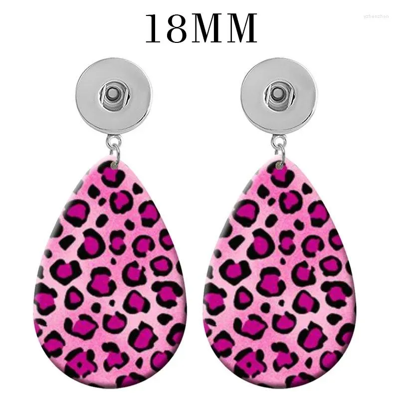 Kolczyki Dangle Mom Girls Leopard 12 mm 18 mm Snap Button Drop Acryl Eardrop Stud Stud DIY Jewelry V2150