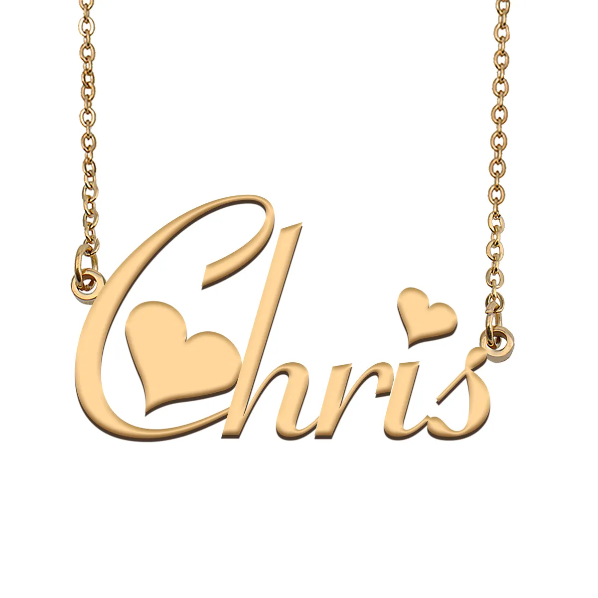 Chris nome colar pingente para mulheres meninas presente de aniversário placa de identificação personalizada crianças melhores amigos jóias 18k banhado a ouro pingente de aço inoxidável