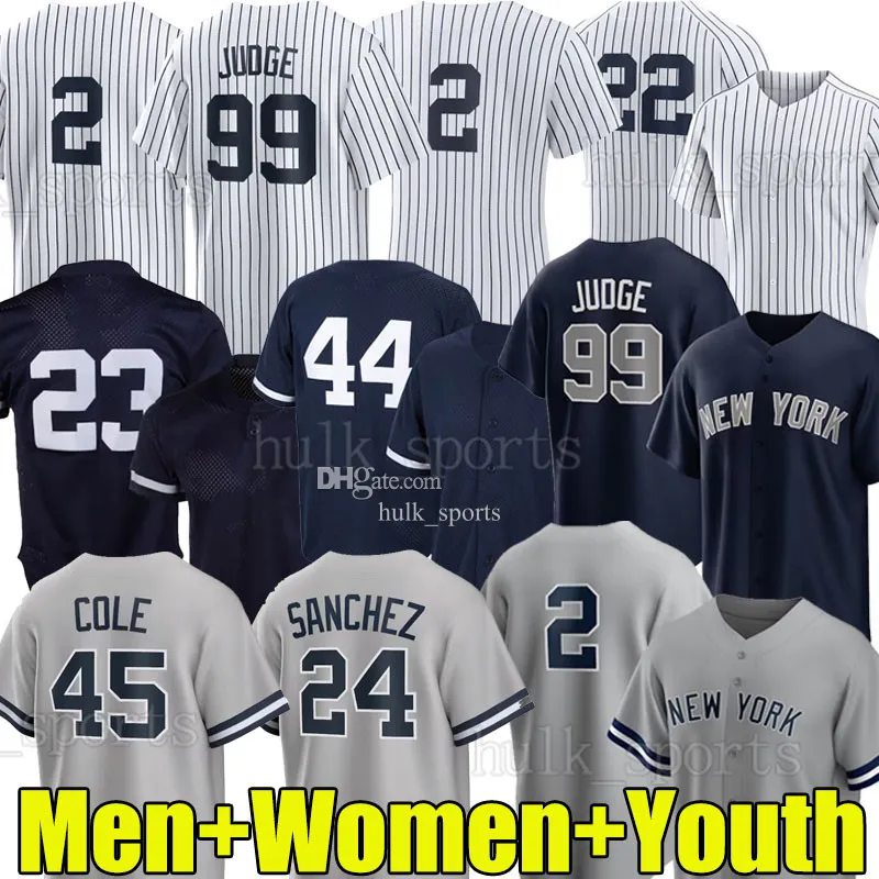 New York Yankees 99 Aaron Juge Baseball Jersey 2 Derek Jeter Jériers de baseball Derek Jeter 45 Cole 26 DJ Lemahieu 25 Gleysber Torres Jersey sur mesure 2020 hommes